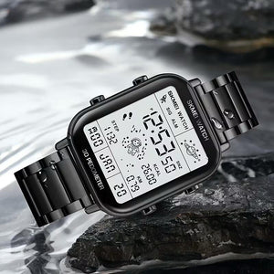 Skmei - 1888 - Digital Dial Step Count Pedometer Stainless Steel Watch - Black image 0