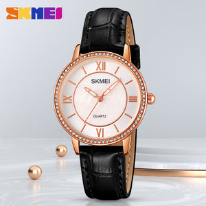 Skmei - 2253 - Diamond Decorated Lady Gold Watch - RoseGold/Black image 0