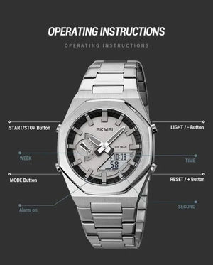 Skmei - 1816 - Dual Display luminous waterproofs 50+ timezone - Silver/White image 4
