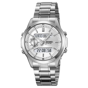 SKMEI - 2284 - World Master Dual Display Watch - Silver/Silver image 1