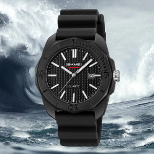 Skmei - 2393 - Quartz Analog Silicone Strap Watch - black/checkered image 0