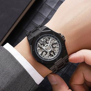 SKMEI - M036 - Automatic Movement Skeleton Dial - black-steel image 1