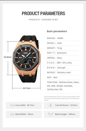 Skmei - 2243 - World time 50 Timezone- RoseGold/Black image 2