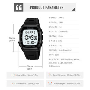 SKMEI - 2441 - Smart Digital Sports Watch - Black/White image 4