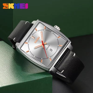 Skmei - 9316 - Elegant Square Analog Watch - silver/silver image 2