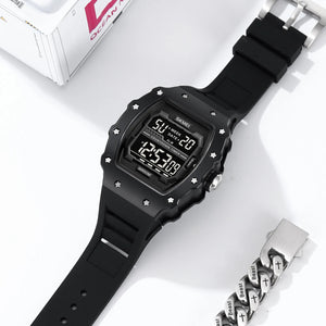 SKMEI 2296 Digital Sports Countdown Timer Watch - Black/black image 2