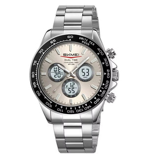 SKMEI - 2505 - Electronic Quartz Dual Display Watch - Silver/Grey-Steel image 1