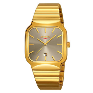 Skmei - 9361 - Luxury Square Men Quartz Watch Waterproof - gold/grey image 2