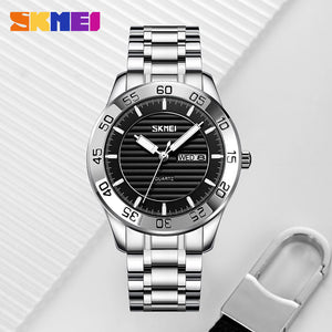 Skmei - 9293 - Premium Steel Quartz Performance Watch - silver black image 4