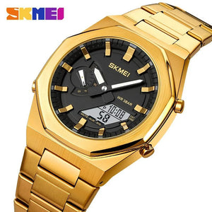 Skmei - 1816 - Dual Display luminous waterproofs 50+ timezone - Golden/White image 0