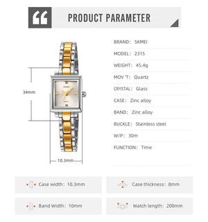 SKMEI - 2315 - Women Vintage Quartz Watch - silver/gold image 5