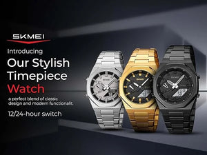 Skmei - 1816 - Dual Display luminous waterproofs 50+ timezone - Silver/Black image 5