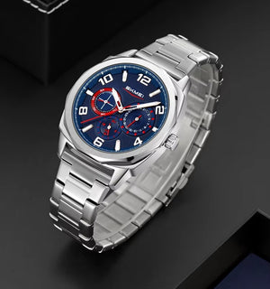 SKMEI - 9350 - 3ATM Waterproof Men Business Watch - Silver/Blue image 0