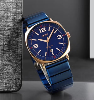 SKMEI - 9280 - Slim Steel Analog Quartz Watch - Rosegold/Blue image 3