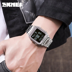 SKMEI - 1763 - Qibla Azan Time Reminder Prayer Watch - silver black image 2
