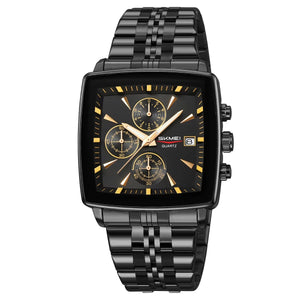Skmei - 2434 - Men's Stainless Steel Quartz Chronograph Watch - black/gold image 2