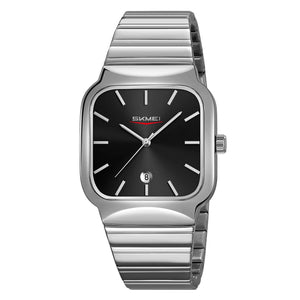 Skmei - 9361 - Luxury Square Men Quartz Watch Waterproof - Silver/Black image 2