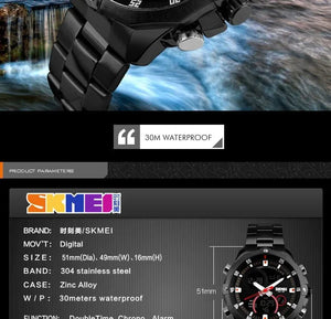 Skmei - 1146 - Waterproof Dual Display LED Digital Alarm - Black image 5