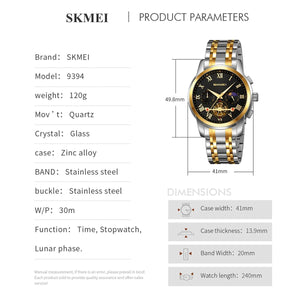 SKMEI - 9394 - Prime Classic Chronograph Stainless Steel - silver/gold-black image 4