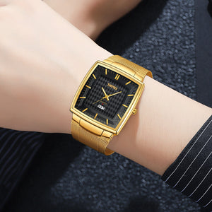SKMEI - 9311 - Elegant Square Quartz Mesh Edition Watch - gold/black image 4
