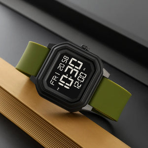 Skmei - 2558 - Minimal Time Digital Watch - Army Green image 1