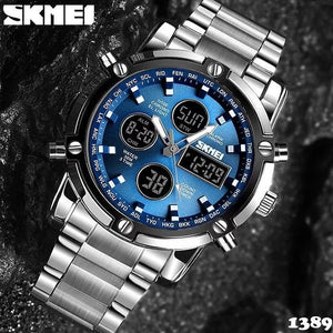 Skmei – 1389 – Dual Display Waterproof Business Watch - Silver/Blue image 5
