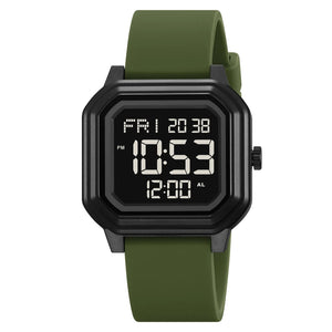 Skmei - 2558 - Minimal Time Digital Watch - Army Green image 0