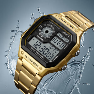 Skmei - 1335 - Digital Sports Countdown Waterproof Watch - Gold image 0