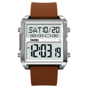 Skmei - 2246 - Modern Square Digital Watch - silver/brown image 0