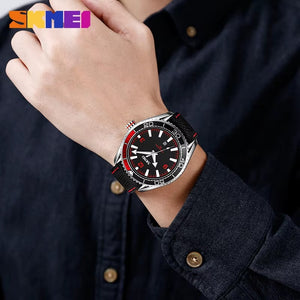 Skmei - 9291 - Fashion Business Genuine Strap Waterproof - Red image 1