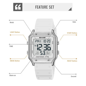 Skmei - 2526 - Women Digital Watch Original Silicone Strap - silver/white image 4