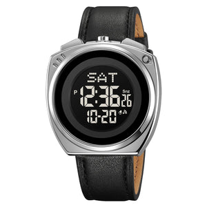 SKMEI 2241 Digital Leather Strap Watch - silver/black image 0