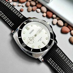 SKMEI 9328 Analog Quartz Nylon Strap Casual Watch - Silver image 4