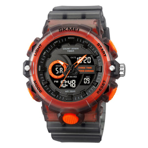 SKMEI 2225 Military Style 3 Time Zone Sports Watch - orange image 0