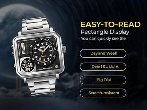 SKMEI - 2025 - LED Backlight Large Screen Multi-Time Zone Waterproof Watch - Silver image 1