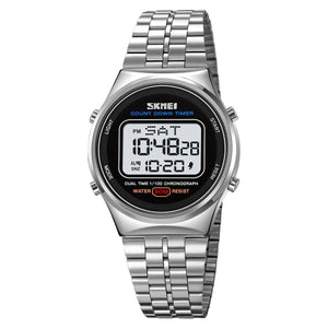 SKMEI 1882 Classic Round Digital Watch - silver/white image 1