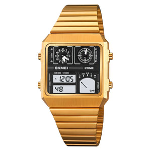 SKMEI 2198 Digital Thermometer Multifunctional Watch - gold image 0