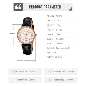 Skmei - 2253 - Diamond Decorated Lady Gold Watch - RoseGold/Black image 3