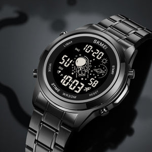 Skmei - 2019 - Advanced Digital Features Dual Time Watch - black-black image 1