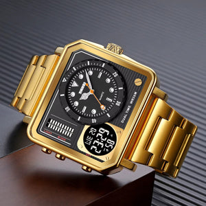 SKMEI - 2025 - LED Backlight Large Screen Multi-Time Zone Waterproof Watch - Golden image 0