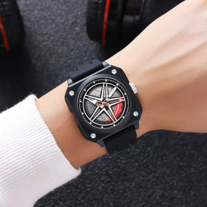Skmei 2362 Trendy Wheel Spinner Quartz Silicon Strap - Black image 6