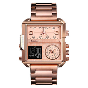 Skmei - 1584 - Sports Quartz Waterproof Tiple time - RoseGold-Steel image 2