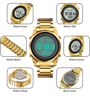 SKMEI - 1734 - Qibla Azan Time Reminder Prayer Watch - gold image 5