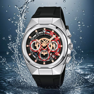 SKMEI - 9377 - Sporty Multi-Function Quartz Watch - silver/black image 0