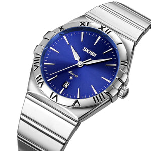 SKMEI - 9257 - Business Stainless Steel Band Men's Watch - silver/blue (man) image 0
