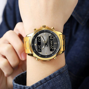 Skmei - 2049 - Multifunctional Waterproof Watch - Gold/Black image 2