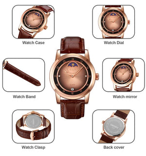Skmei – 9300 – Elegant Moon Phase Edition Watch – Rose Gold / Rose Gold image 2