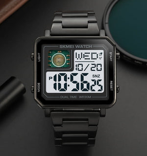 Skmei - 2033 - Bold Square Advanced Digital Functions Watch - black image 2
