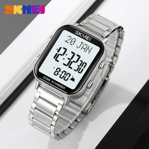 SKMEI - 2135 - Qibla Azan Time Reminder Prayer Watch - silver image 1