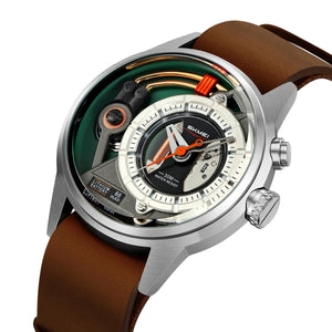 SKMEI - 2333 - Futuristic Analog Watch - silver/brown image 0